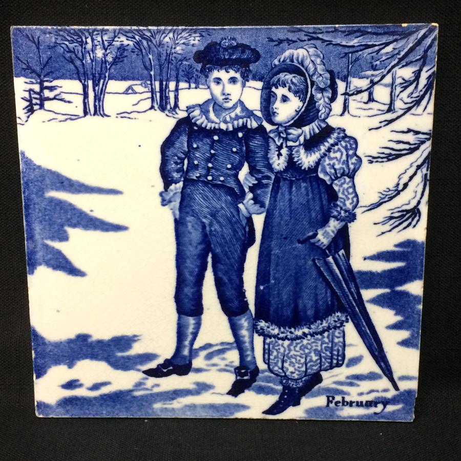 Tile ~ 1879 ~ Wedgwood Months ~ FEBRUARY ~ Helen Miles Artist