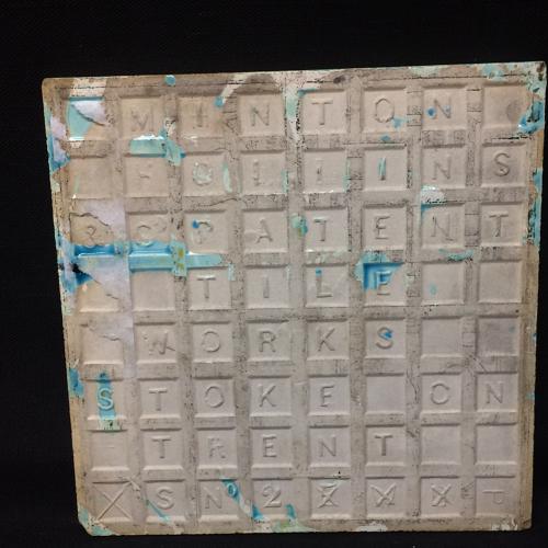 MINTON Turquoise Black Transferware Tile Victorian ~ GEOMETRICS 1885