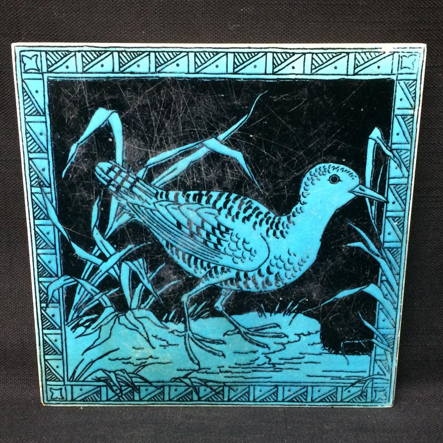 Turquoise Minton Black Transferware Tile ~ SNIPE 1885