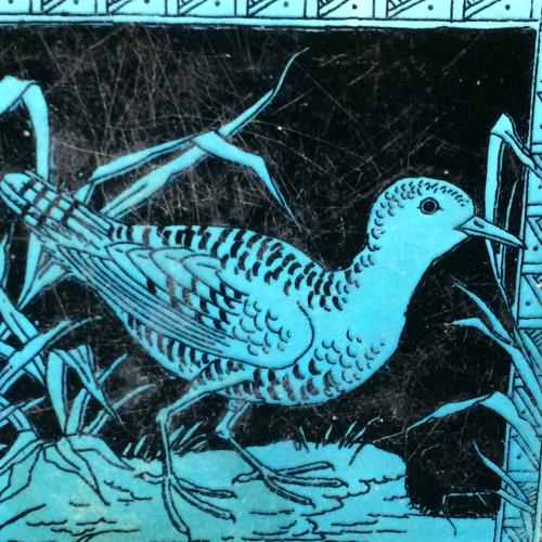 Turquoise Minton Black Transferware Tile ~ SNIPE 1885