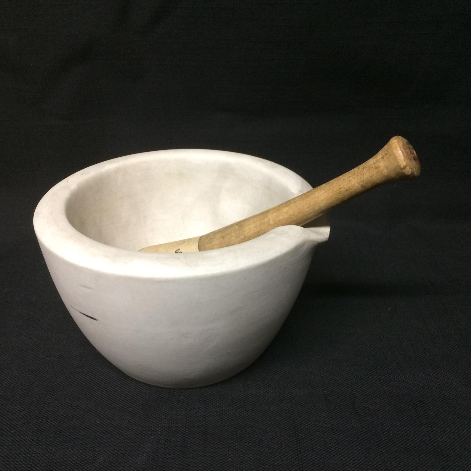 Early American Antique Miniature Stoneware Mortar and Pestle