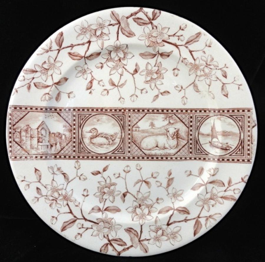Victorian English Brown Transfer Printed Plate ~ ATLANTIC 1880