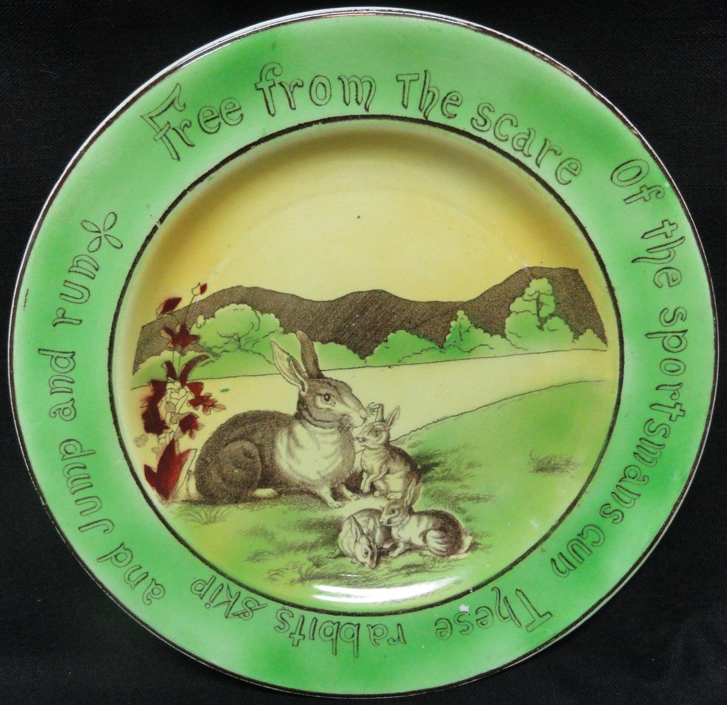 St Augustine Ware Staffordshire Rabbitware Plate ~ c1900