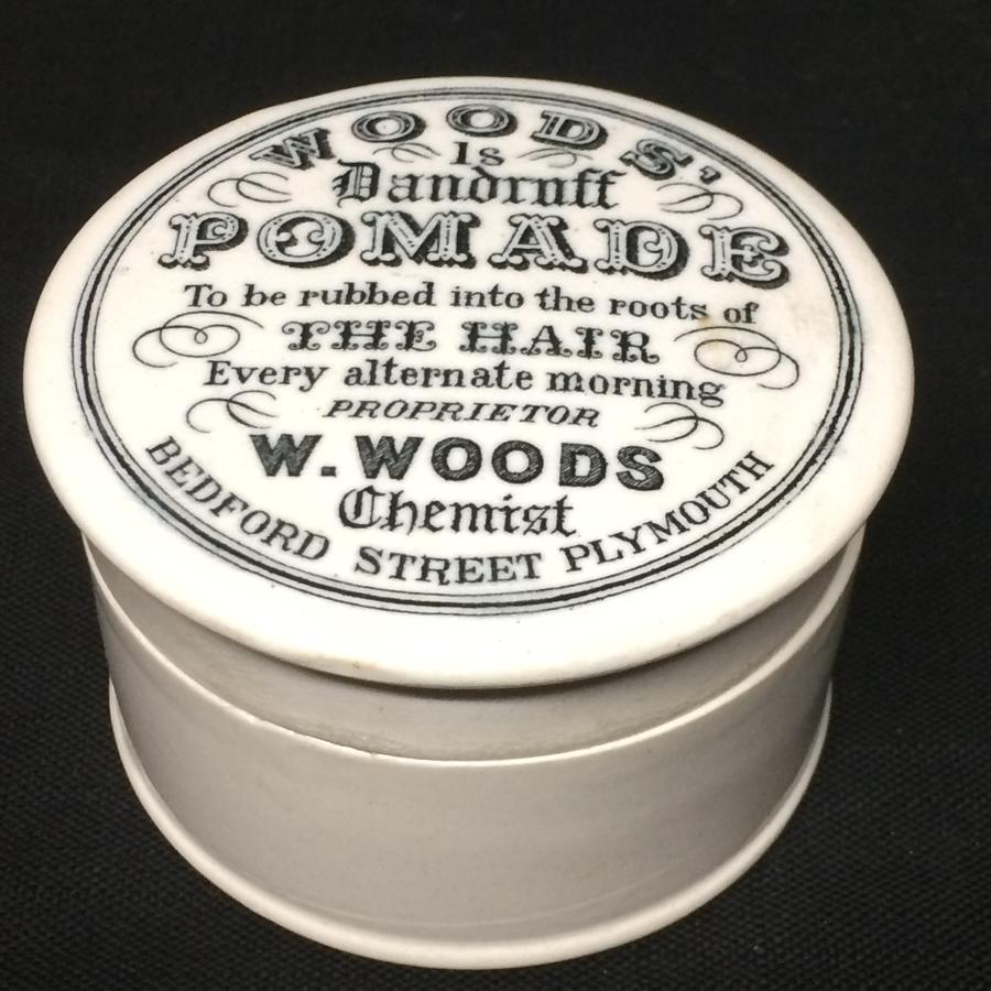 1890 Woods Quack Medicine Dandruff Pomade Pot Lid
