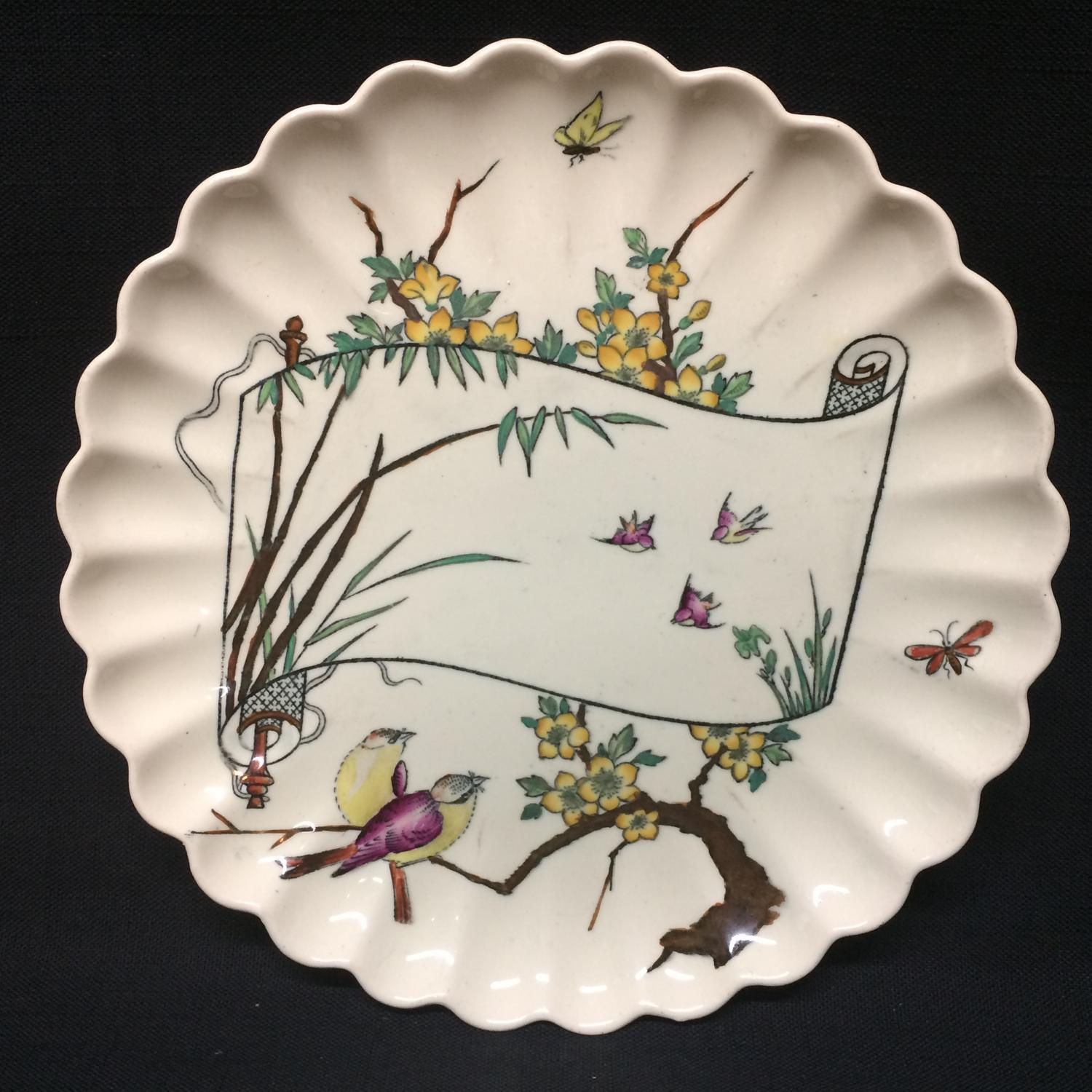 Antique Aesthetic Movement Plate ~ Birds and Butterflies 1879