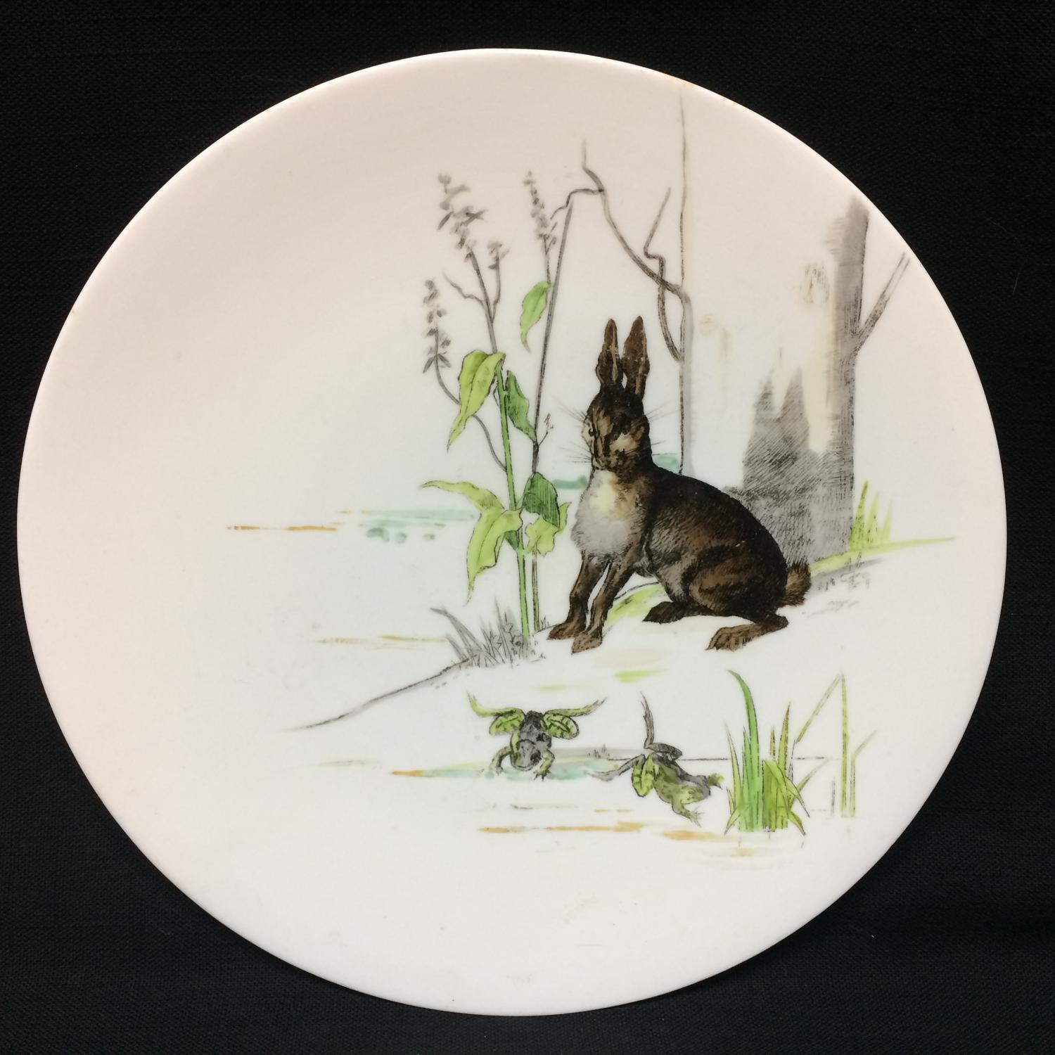 1880 Fontaine's Aesops Fables ~ Hare & Frogs Plate 1880