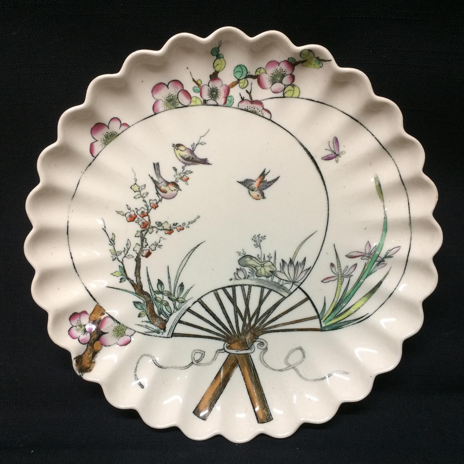 1877 Victorian Aesthetic Movement Plate ~ Butterfly and Birds 1877