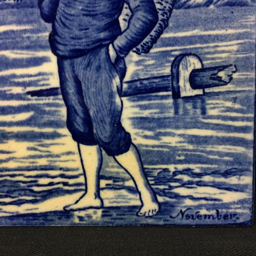 Tile ~ Wedgwood Dark Blue NOVEMBER Helen Miles 1879