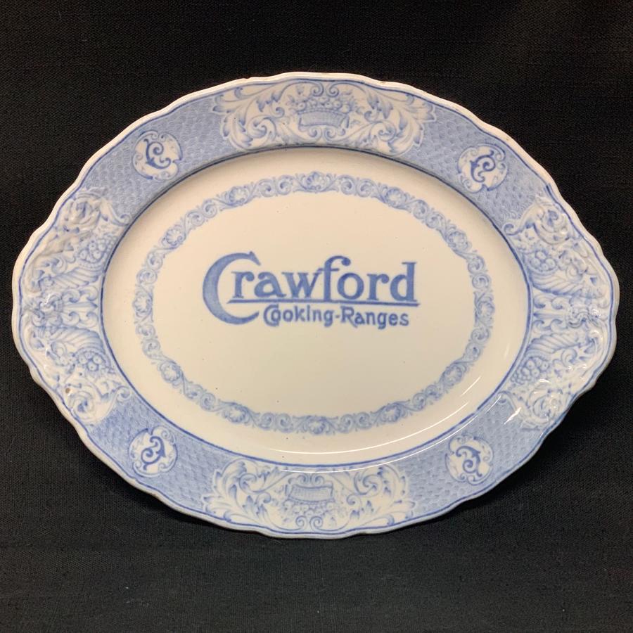English Blue Transferware Crawford Cooking Ranges Plate ~ 1905