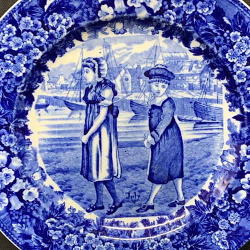 1898 ~ Wedgwood Months Plate ~ JULY ~ Ship Harbor