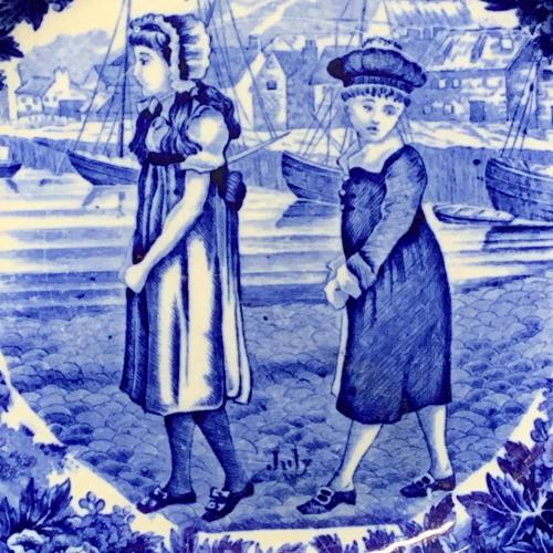 1898 ~ Wedgwood Months Plate ~ JULY ~ Ship Harbor