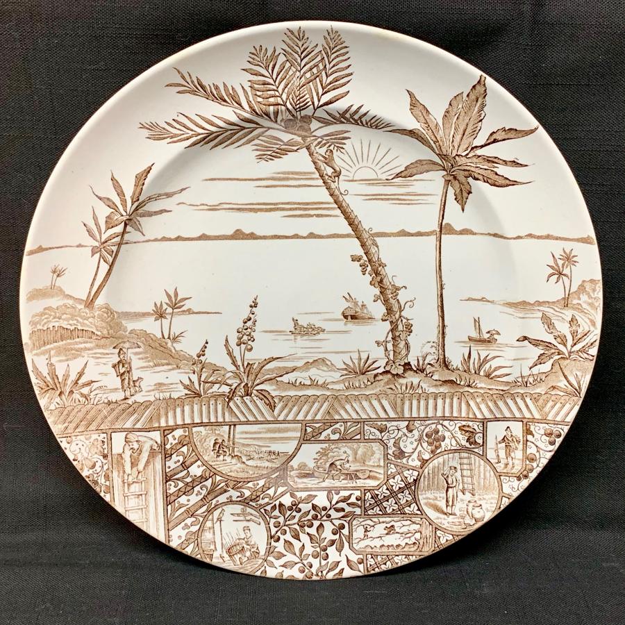 Scarce Aesthetic Movement Large Plate ~ Robinson Crusoe 1881
