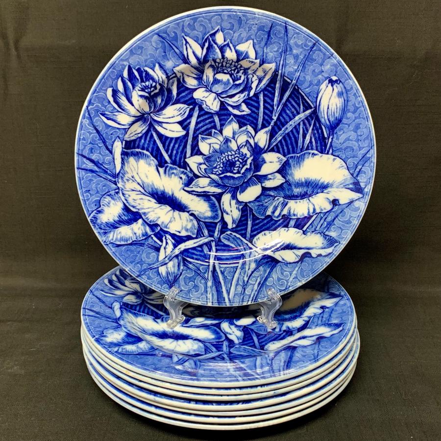 Eight Flow Blue Wedgwood Cabinet Transferware Plates ~ LILY 1903