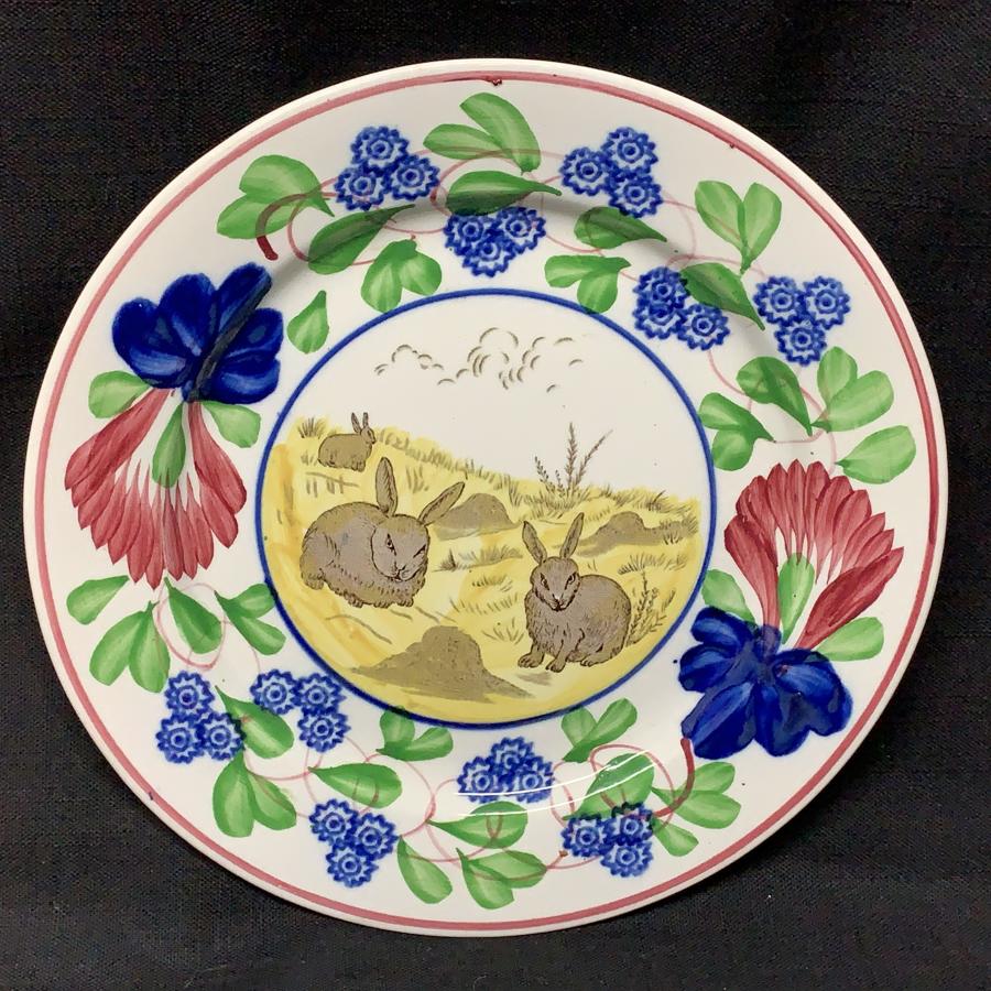 Virginia Rose Pattern ~ Rabbitware Ironstone Plate c1900