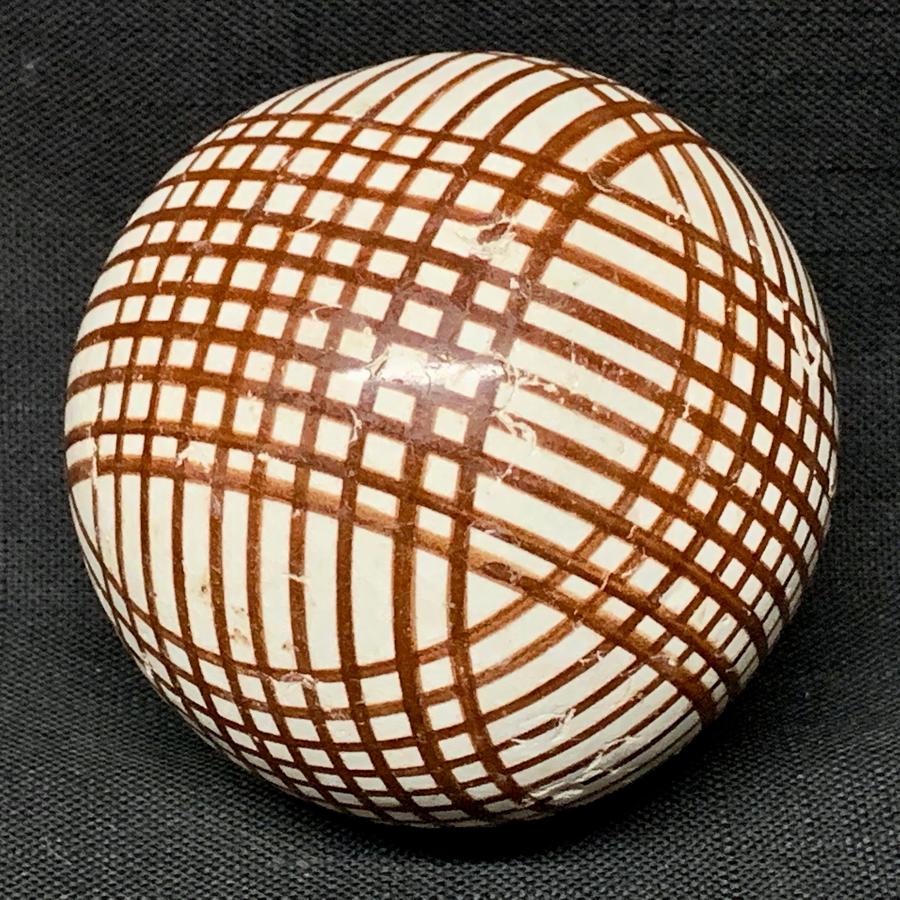 Victorian Brown Striped Scottish Carpet Ball 1860