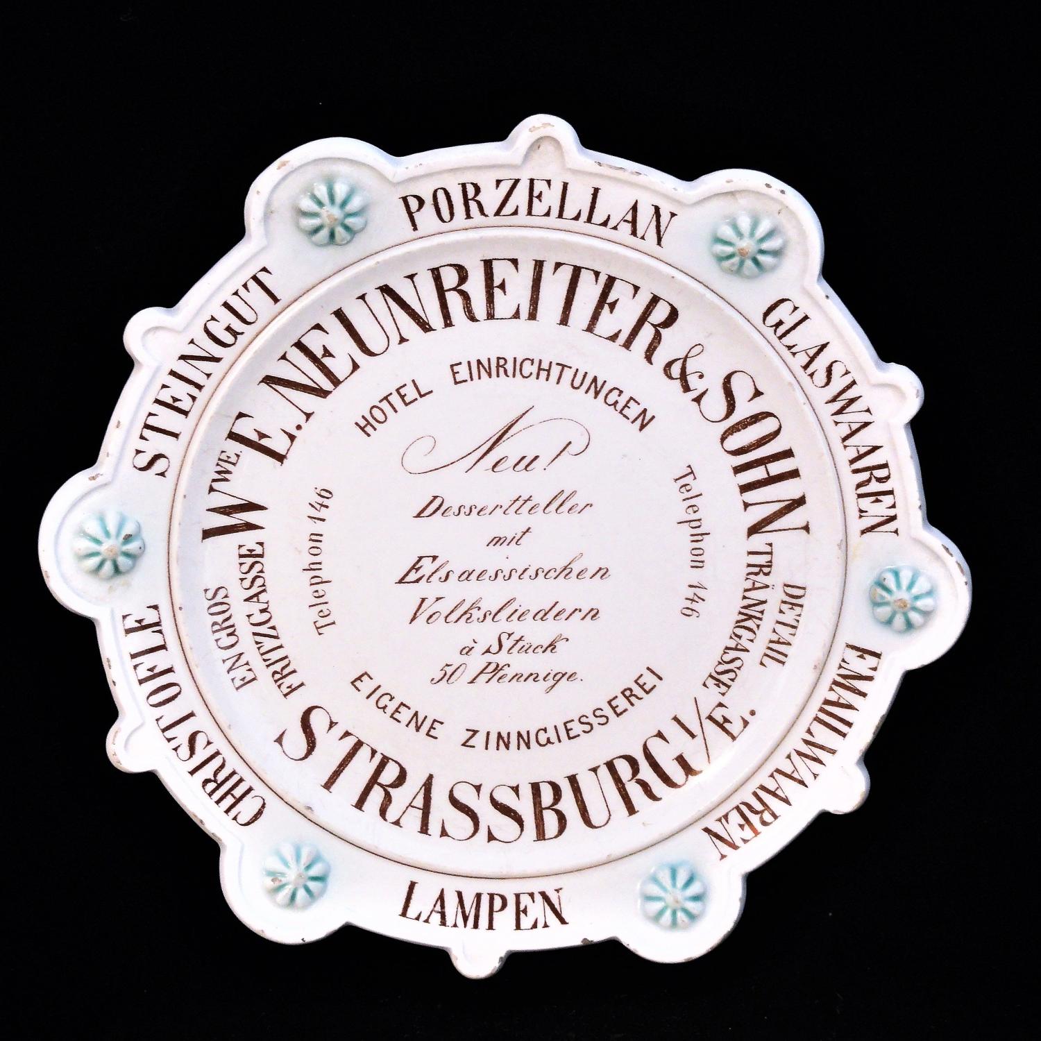 Rare Transferware Advertising Plate for Home Furnishings Store c1890