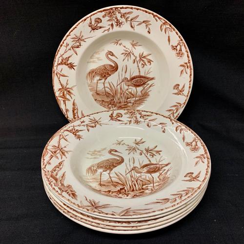 Exotic Birds INDUS Soup Plates x 4 ~ 1885