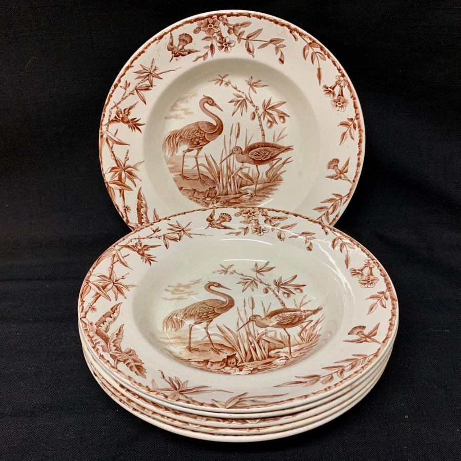 Exotic Birds INDUS Soup Plates x 6 ~ 1885