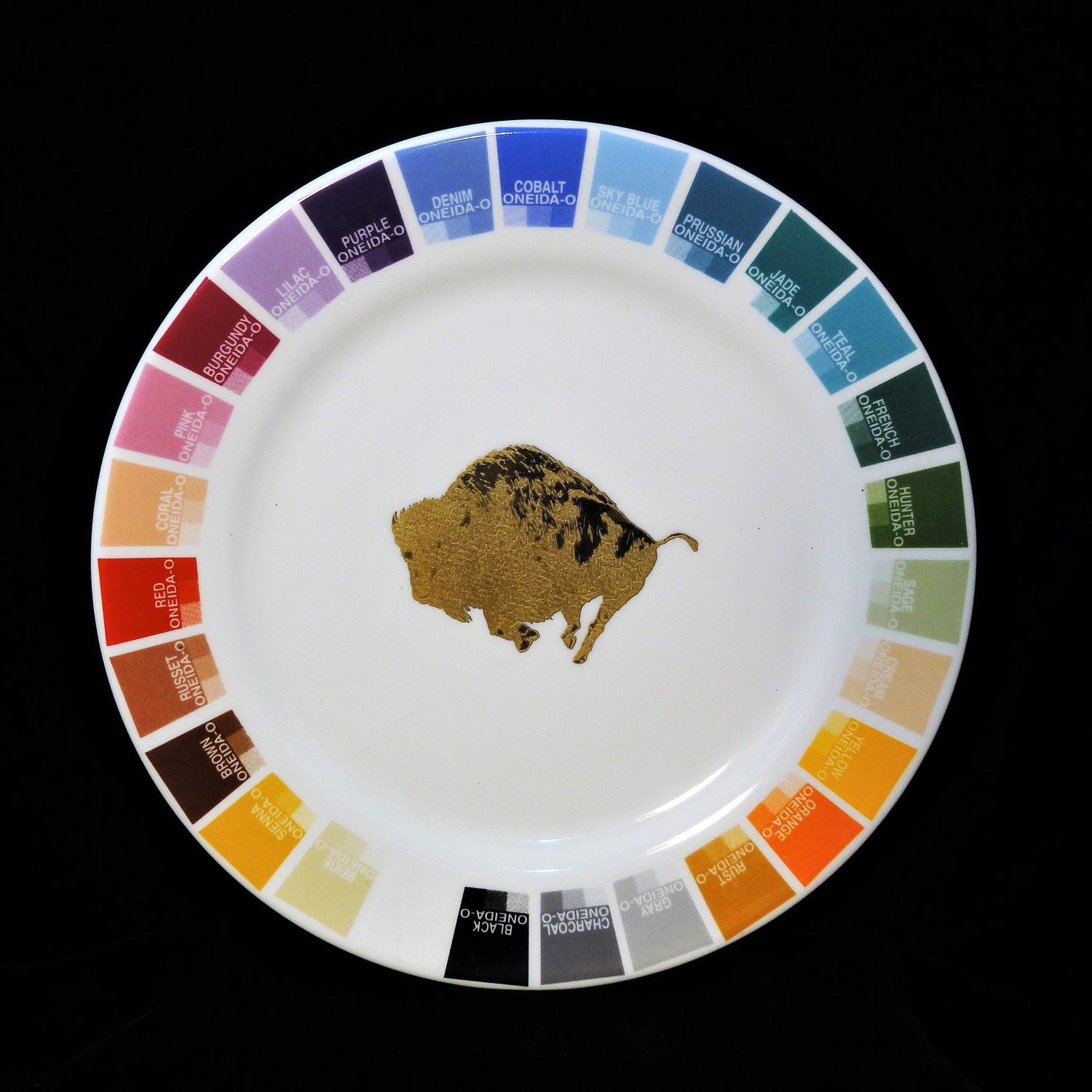 Artist Paint Color Salesman Sample Plate Oneida Buffalo Pottery 1960