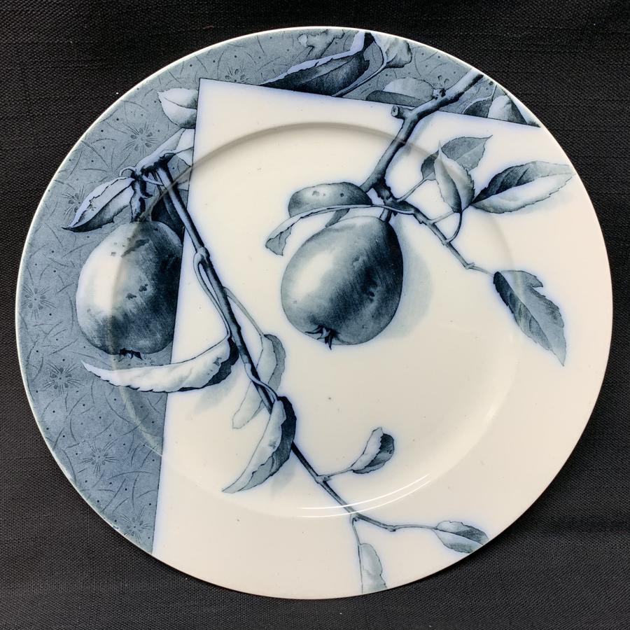 Mulberry Blue Transferware Botanical Fruit Plate  ~ 1884 ~ Pears