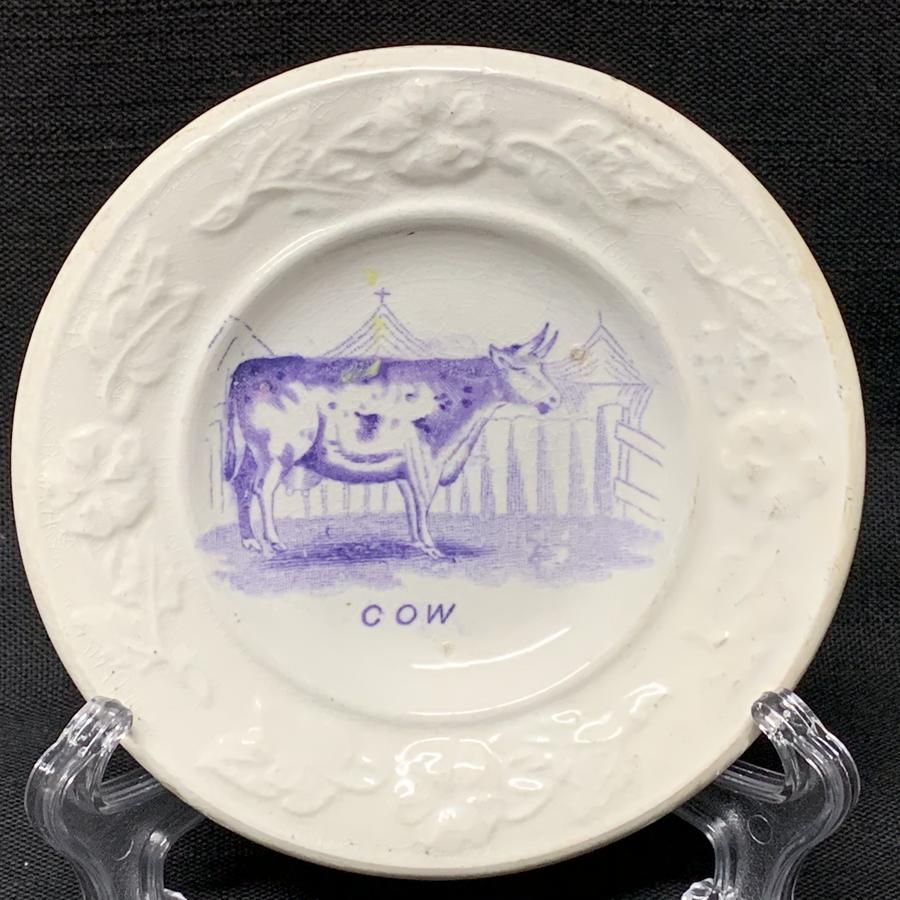 Pearlware Purple Transfer Plate ~ COW ~ 1840