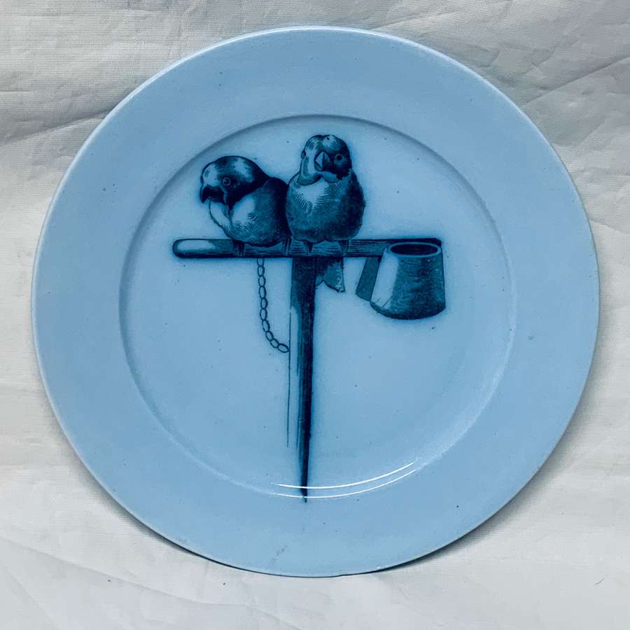 Pierre Mallet Blue Transferware ORNITHOLOGY Canova Plate ~ 1870