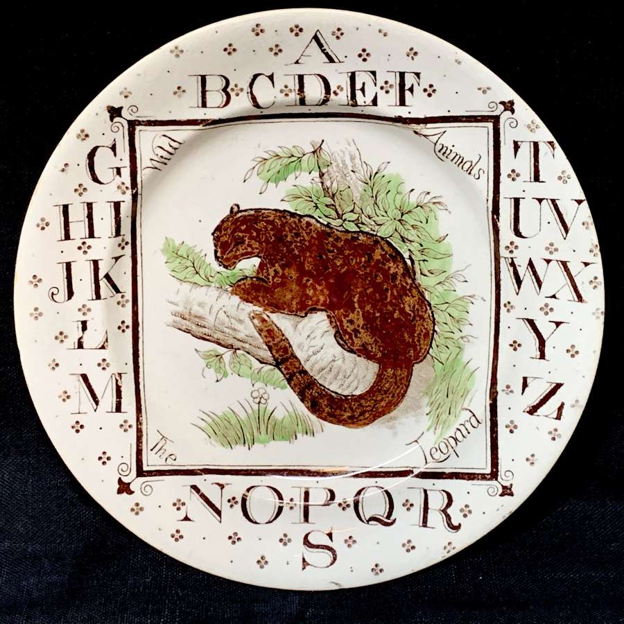 Antique ABC Plate ~ Wild Animals ~ The LEOPARD 1880