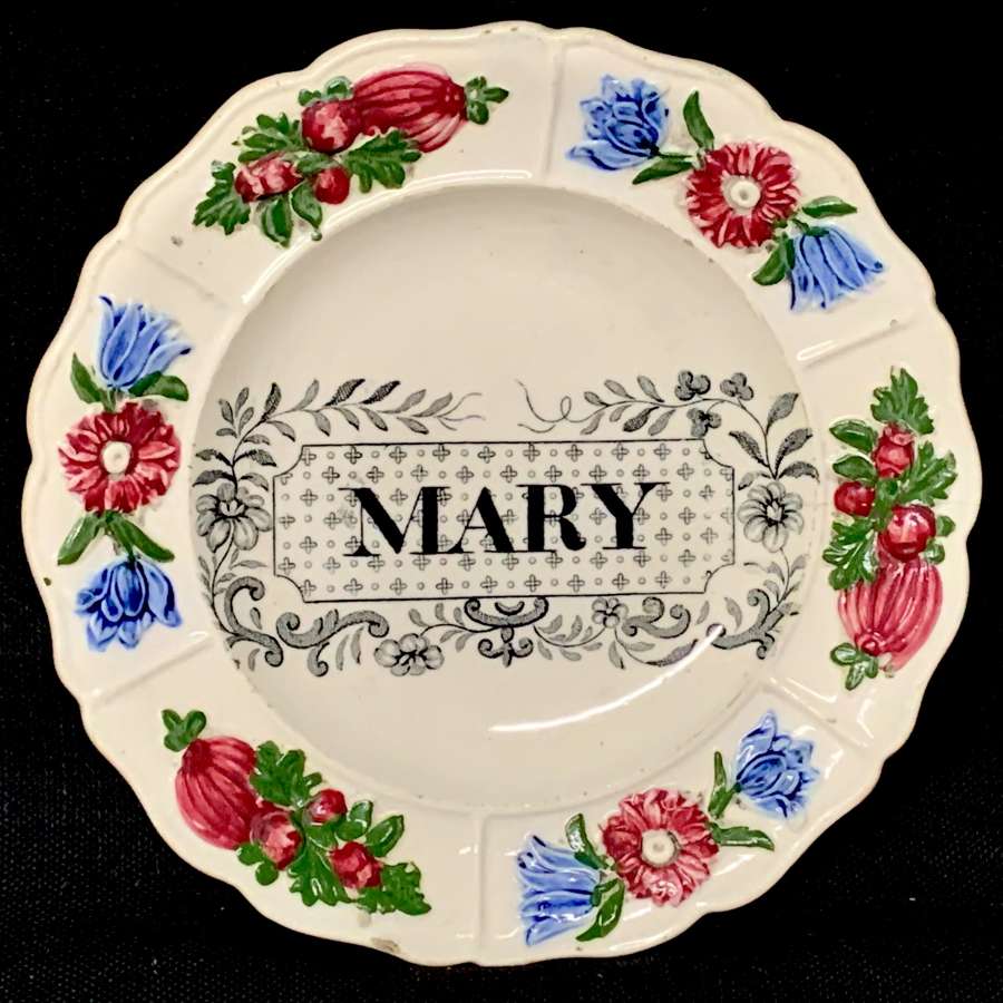 Staffordshire Childs Pearlware Name Plate for MARY 1830