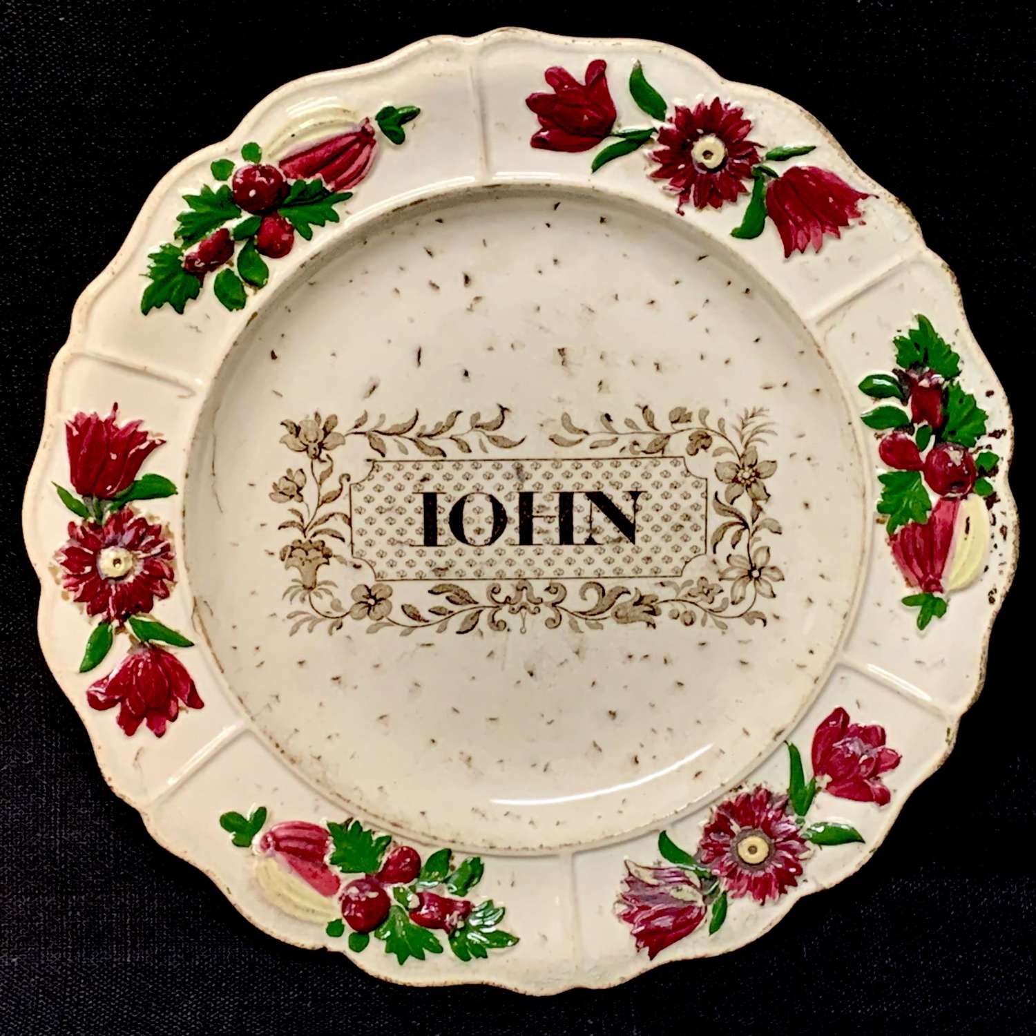 Staffordshire Childs Pearlware Name Plate for JOHN 1830