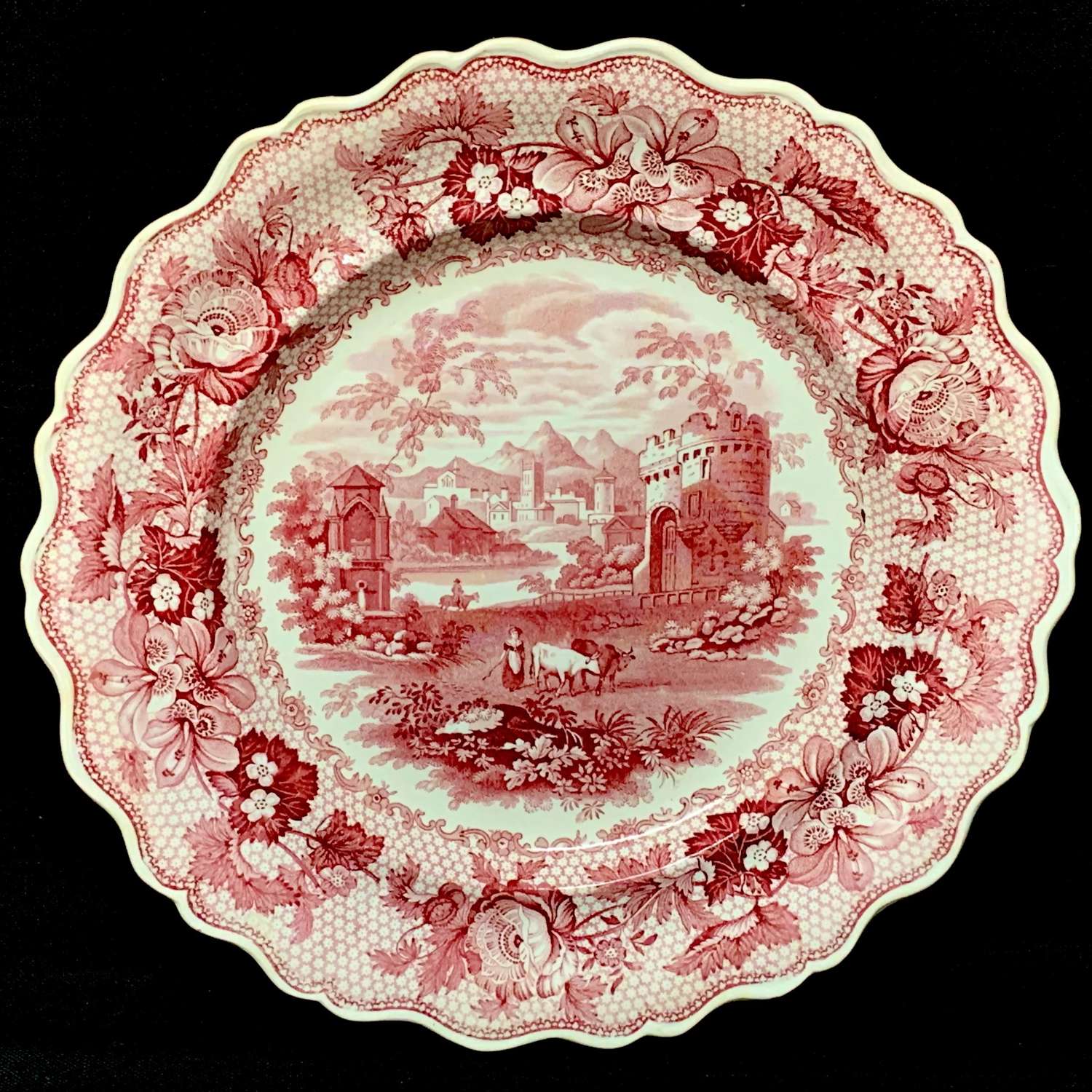 1840 ~ English Red Transferware Plate ~ CAMBRIAN