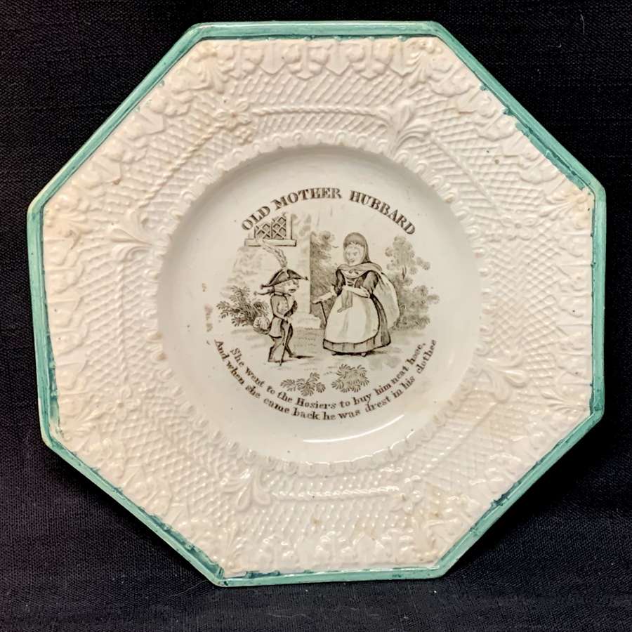 Scottish Childs Pearlware Plate 1830 ~ Old Mother Hubbard