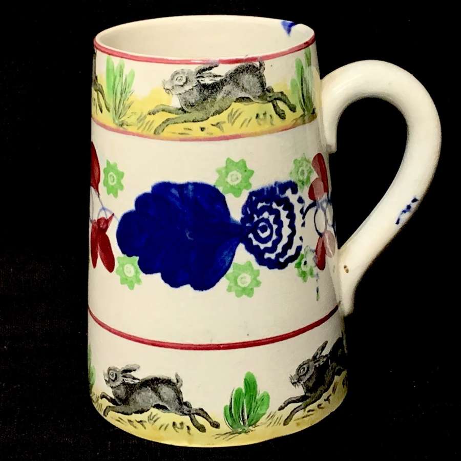 Stick Spatter Rabbitware Ironstone Tankard Mug ~ Bullseye Pattern 1900