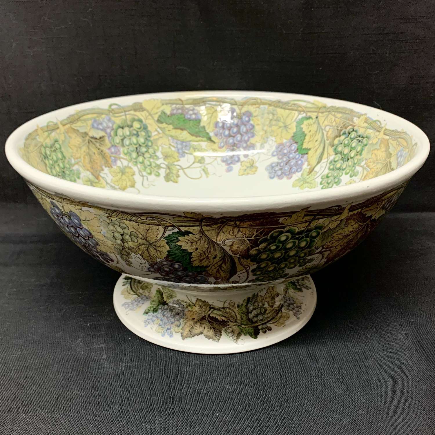 Outstanding Large  Wassail or Champagne Punch Bowl ~ GRAPES 1840