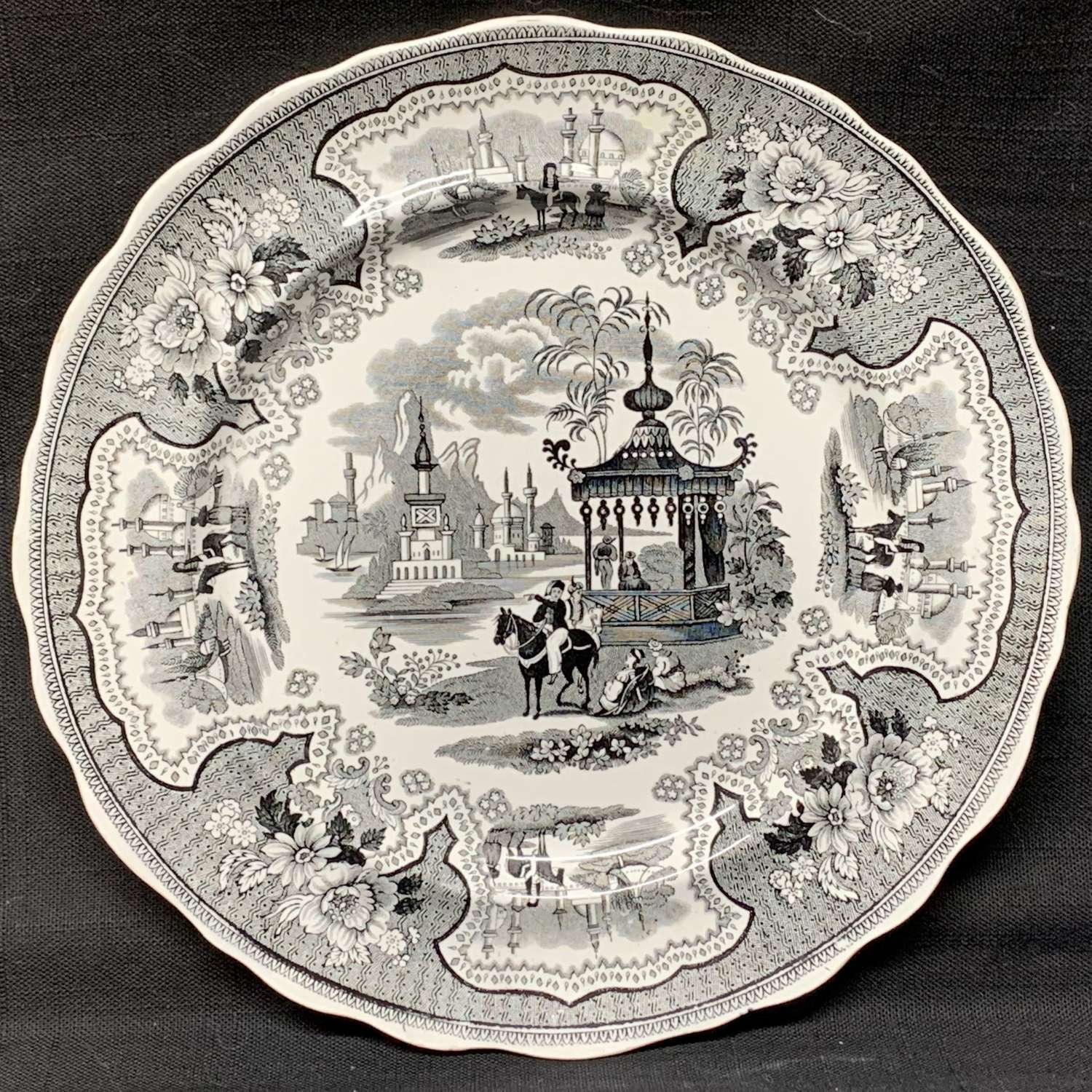 Staffordshire Black Transferware Plate ~ PALESTINE 1840