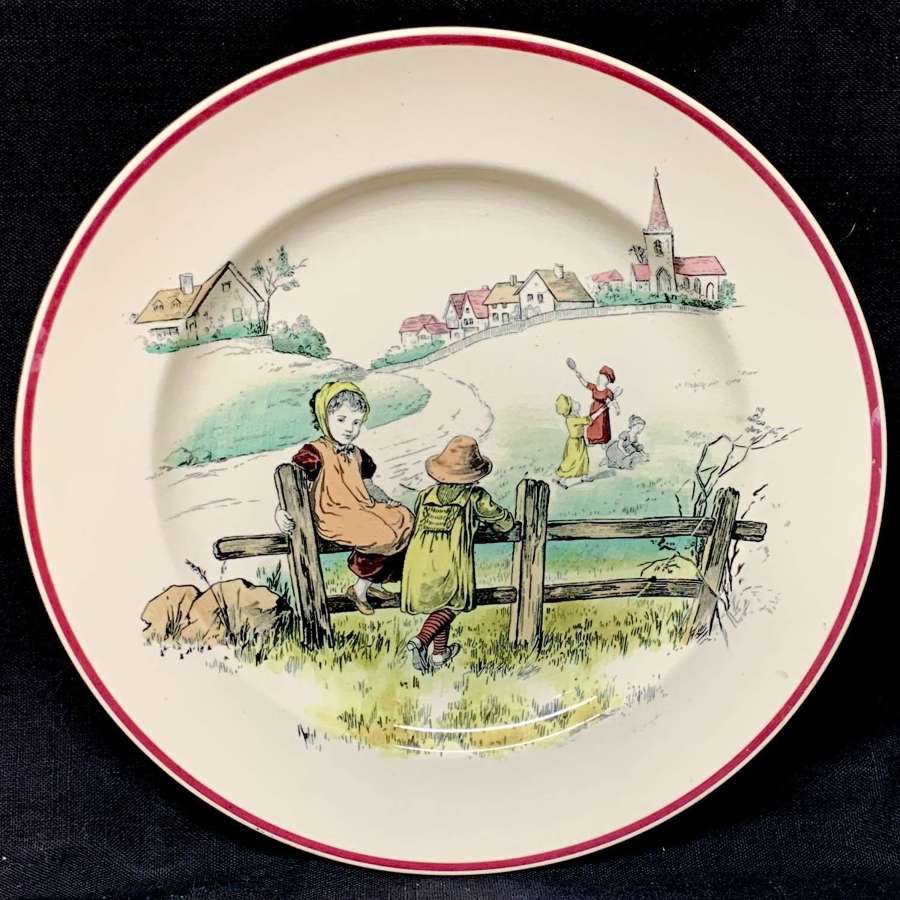 Kate Greenaway Pastime Brownfield Plate ~ 1883 At Play