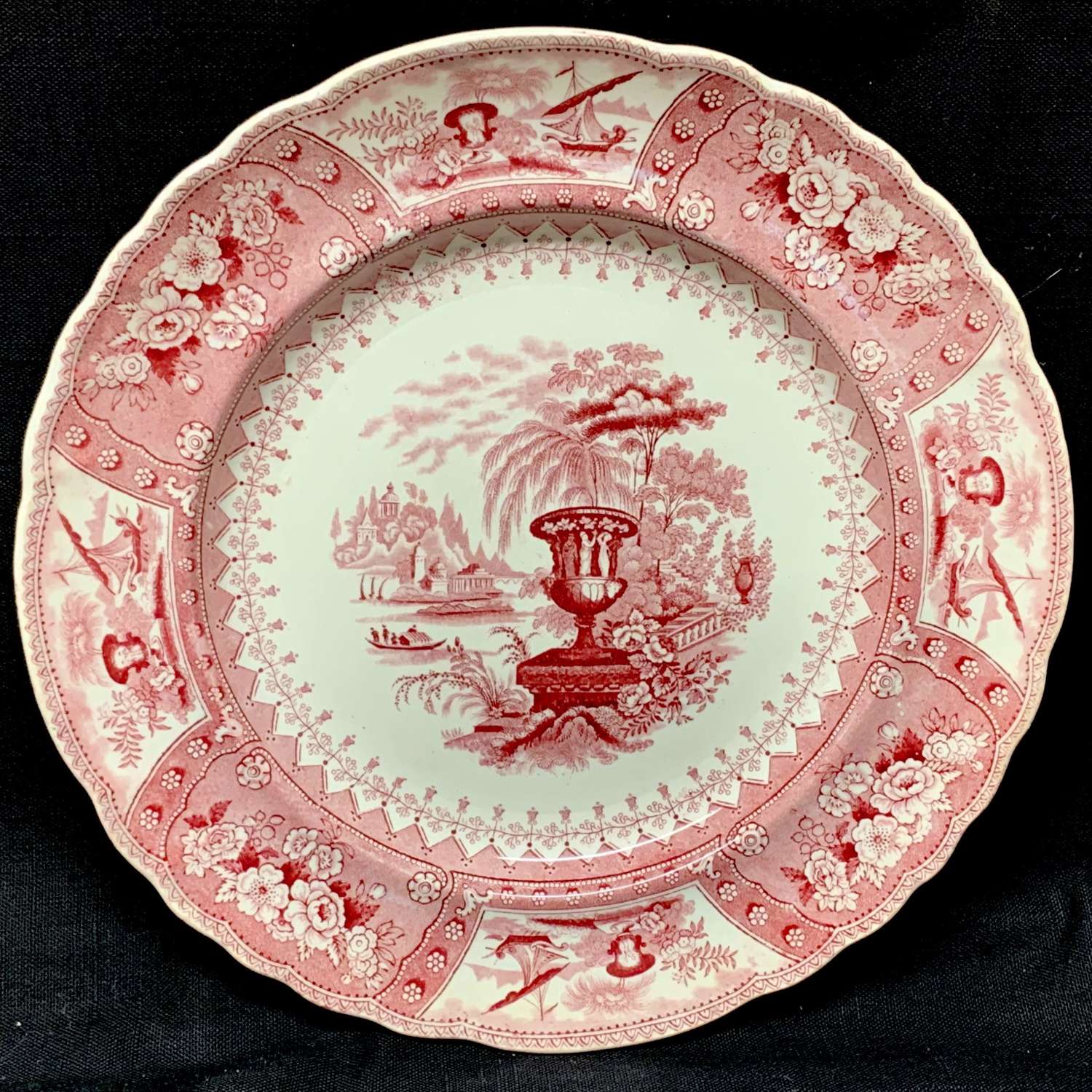 1840 ~ Large Red Staffordshire Transferware Plate ~ CANOVA