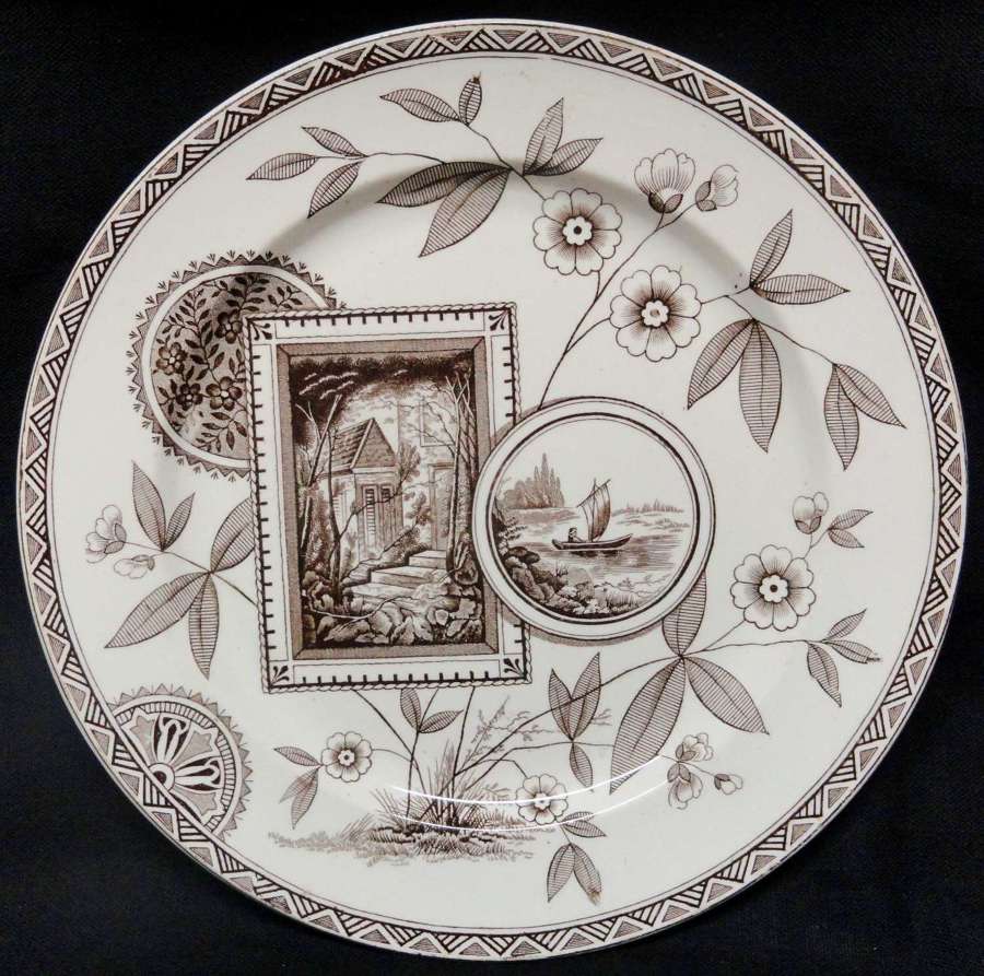 Victorian Brown Transferware Plate ~ PERAK ~ 1885