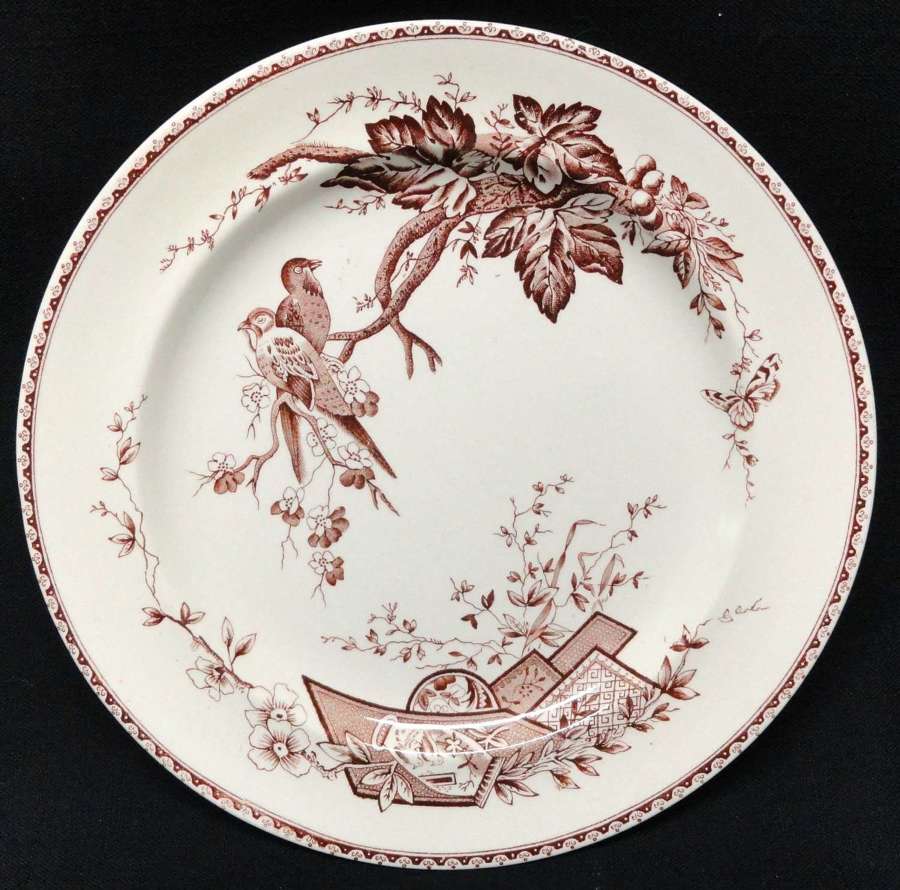 English Victorian Aesthetic Movement Plate ~ LOVEBIRDS 1884