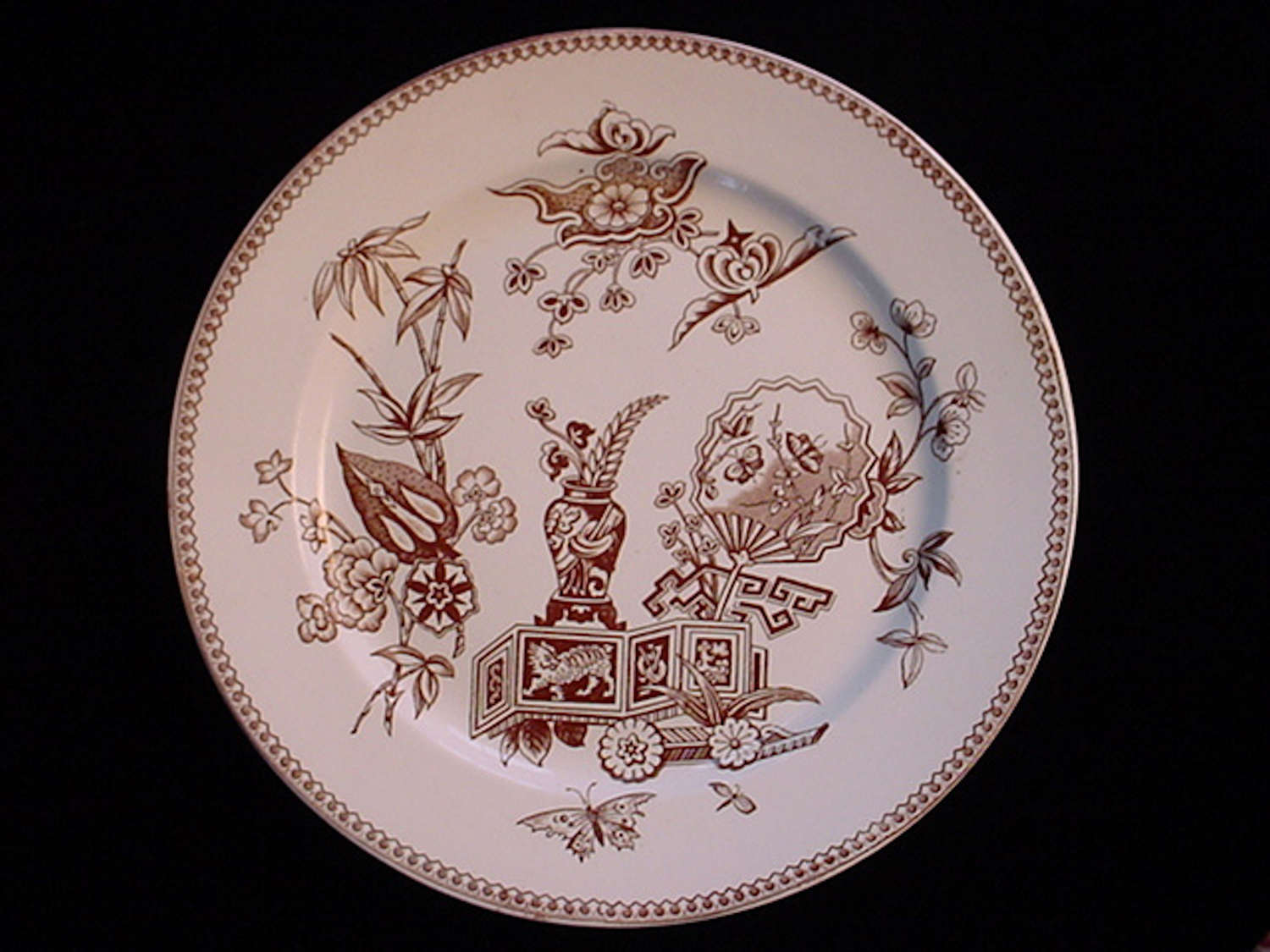 Brown Transfer Oriental Cat Plate ~ 1878