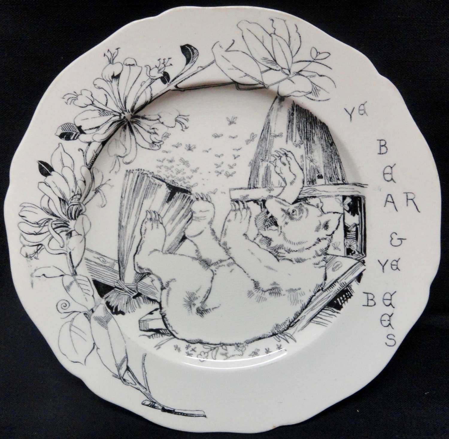 1870 Aesop’s Fables BEAR BEES Plate