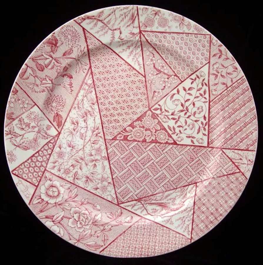 STAFFORDSHIRE Aesthetic Red Transferware Plate ~ Floris Ligna 1885