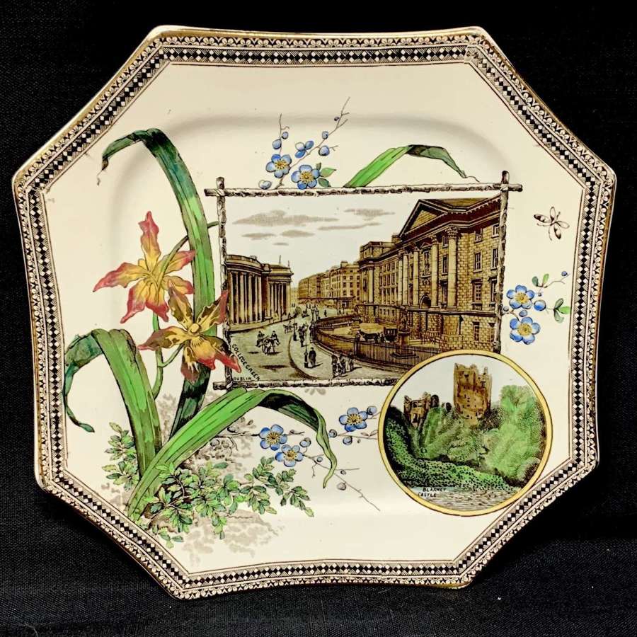 Aesthetic Brown Transferware Plate ~ Blarney Castle 1884