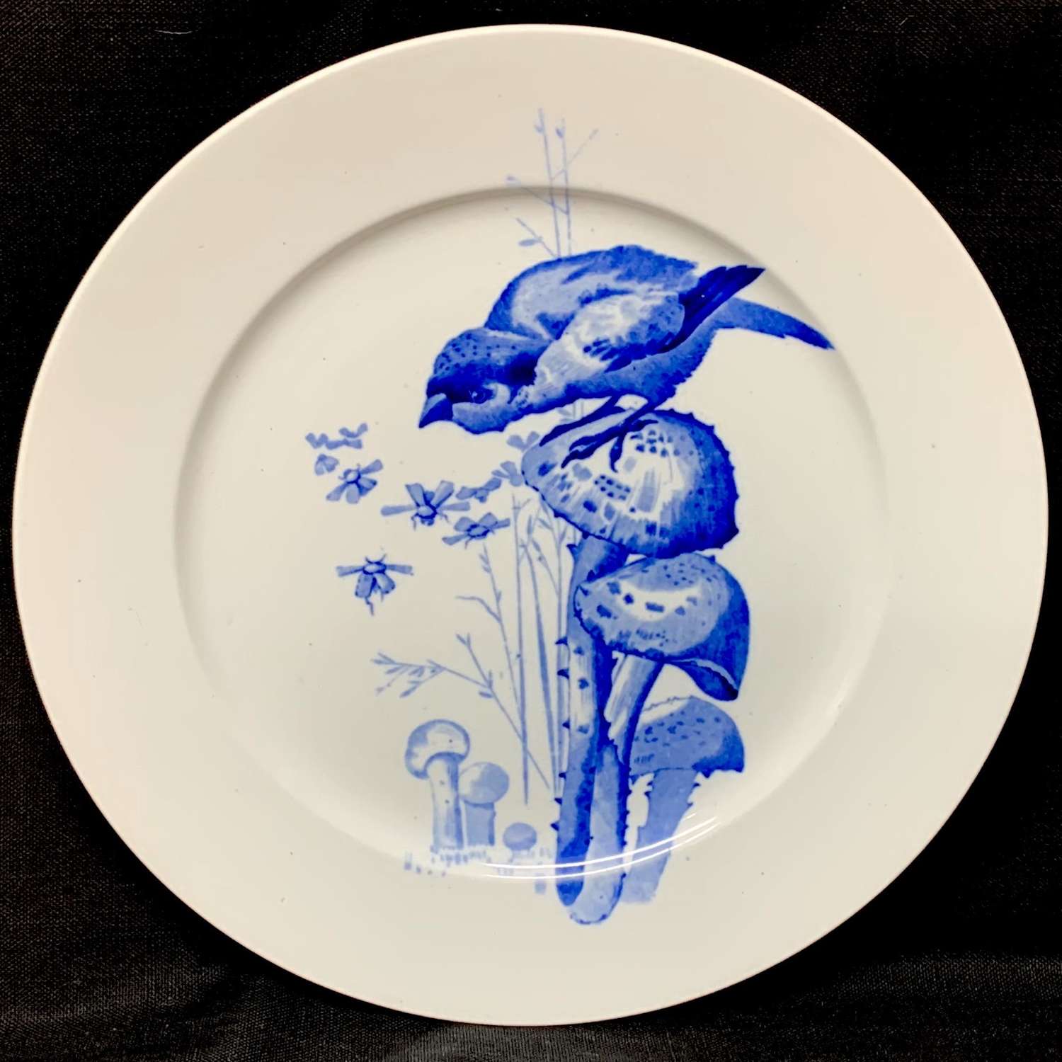 Artist Pierre Mallet Blue Transferware ORNITHOLOGY Canova Plate ~ 1870