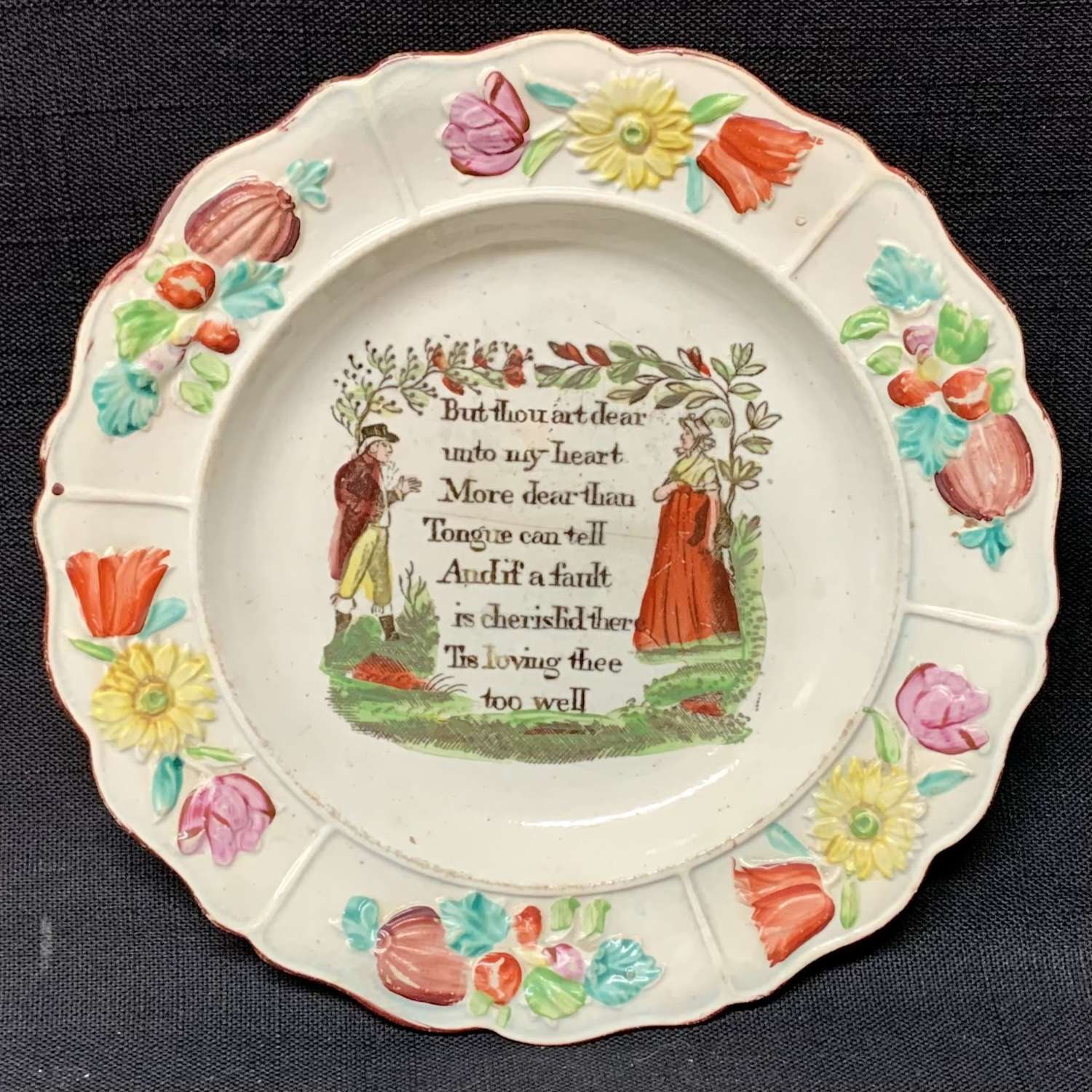 Early Pearlware Plate ~ Dear Unto My Heart ~ 1830
