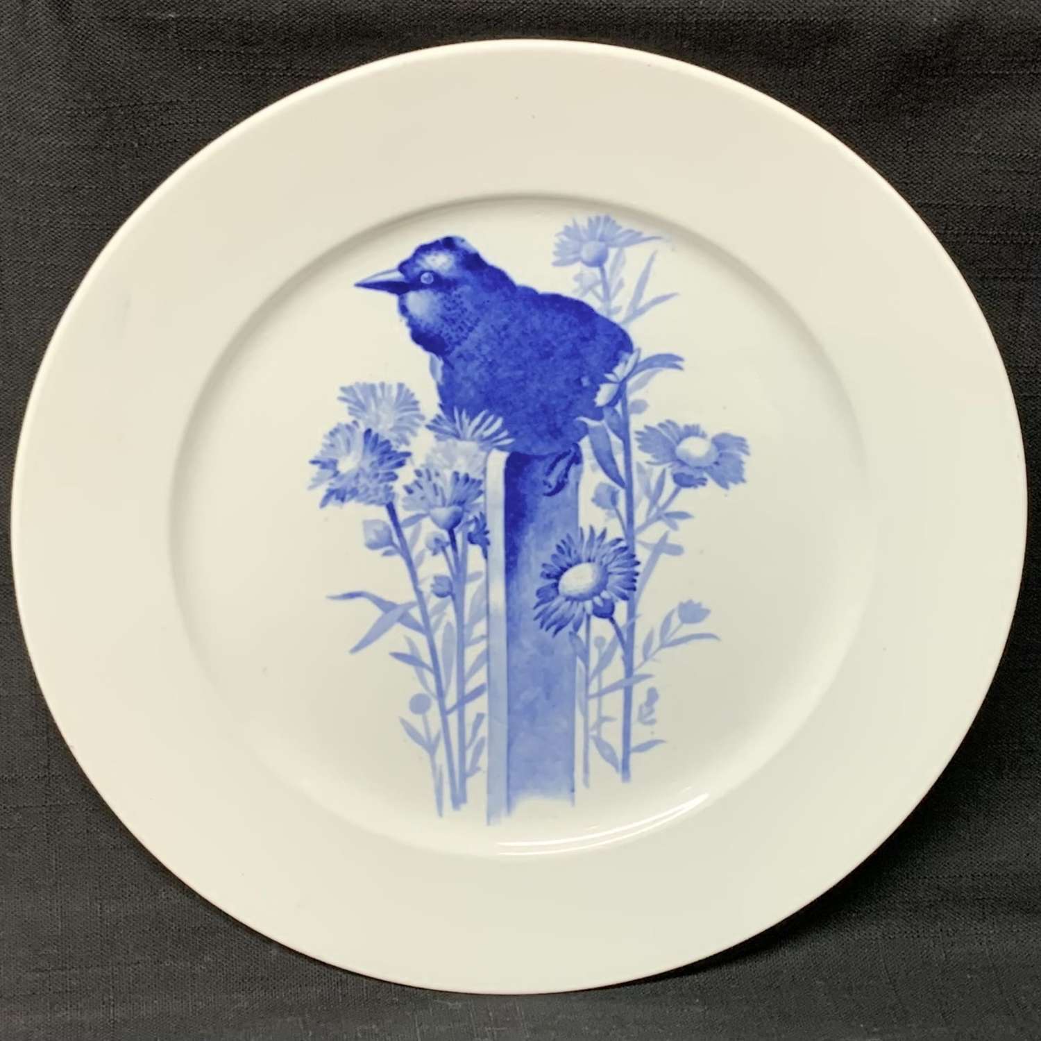 Artist Pierre Mallet Blue Transferware ORNITHOLOGY Canova Plate ~ 1870