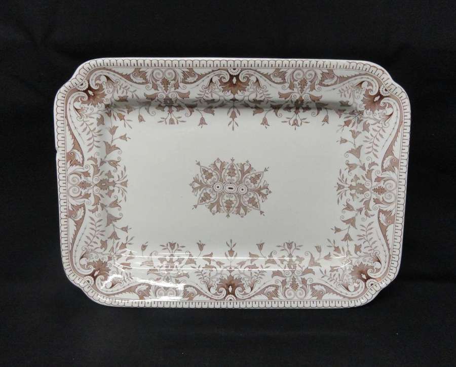 Lovely Victorian Platter ~ Fleur-de-lis ~ Tourney ~ 1885 ~ Brown Trans