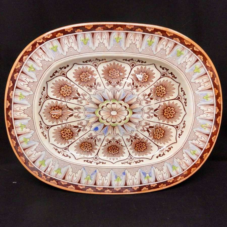Huge Meat Antique Platter ~ CYPRUS 1885 Brown Transferware