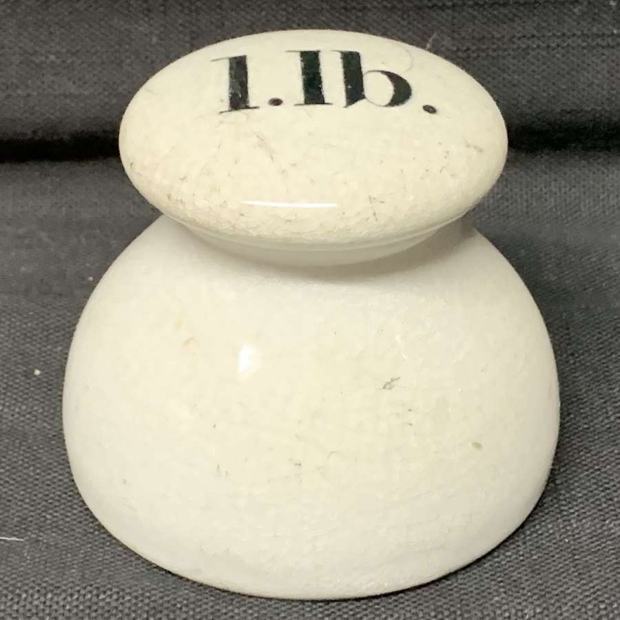 Victorian Ceramic Imperial 1 Pound Scale Weight c1890