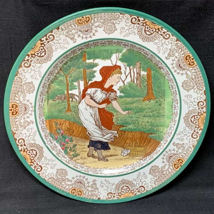 1879 ~ Wedgwood Transferware Plate ~ Red Riding Hood and Wolf