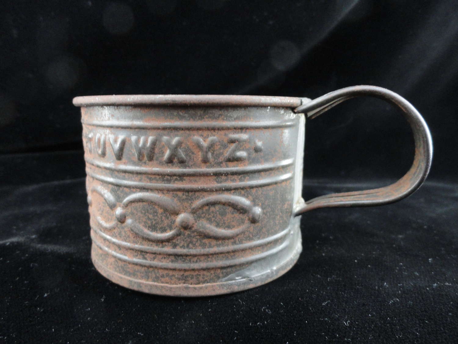 American Civil War Tin Mug ~ ALPHABET 1860